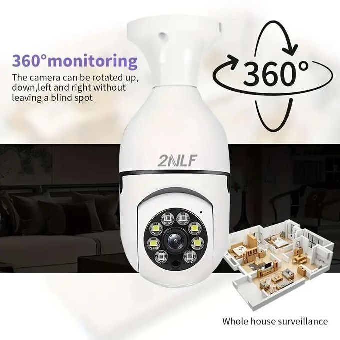 2NLF 4MP Full HD 360° WiFi Bulb Surveillance Camera