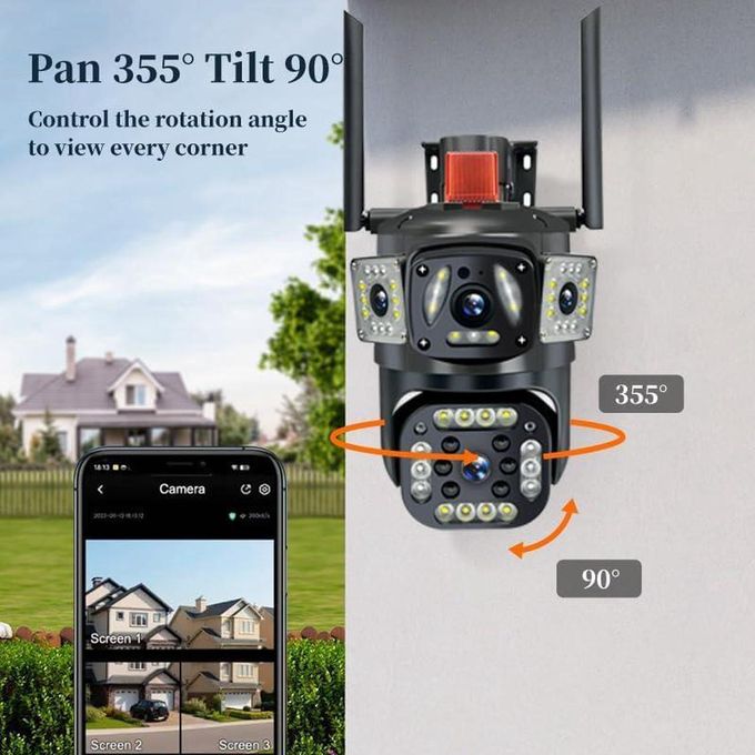 HD WiFi Security Camera with 360-Degree View, 6MP Auto Tracking, Featuring 4 Lenses — product view 2