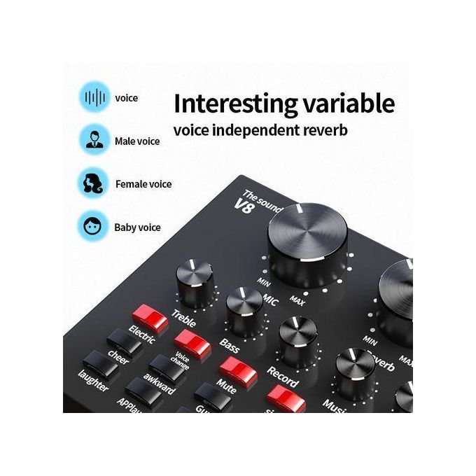 BM800 Condenser Microphone Kit with V8 Sound Card and Stand – Black — product view 5