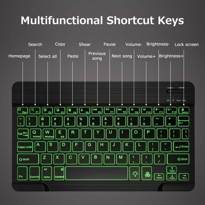 10-Inch Ultra-Thin Rechargeable Wireless Bluetooth Keyboard with Mixed Lighting in kumasi