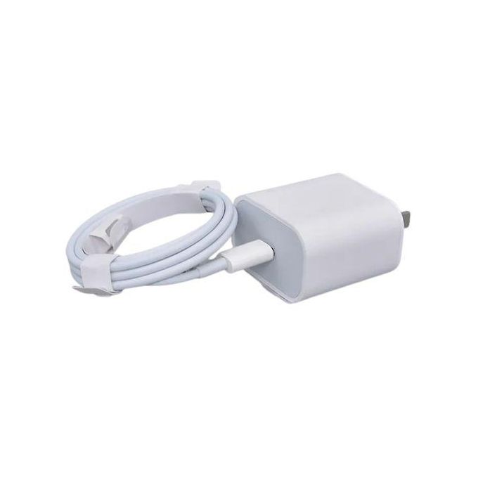 20W Two-Pin Fast Charger with Type-C Cable for iPhones – White