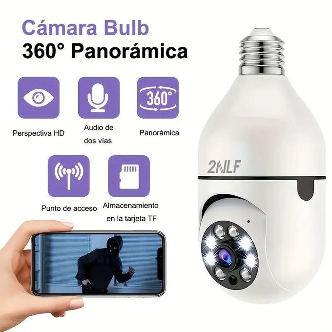 2NLF 4MP Full HD 360° WiFi Bulb Surveillance Camera