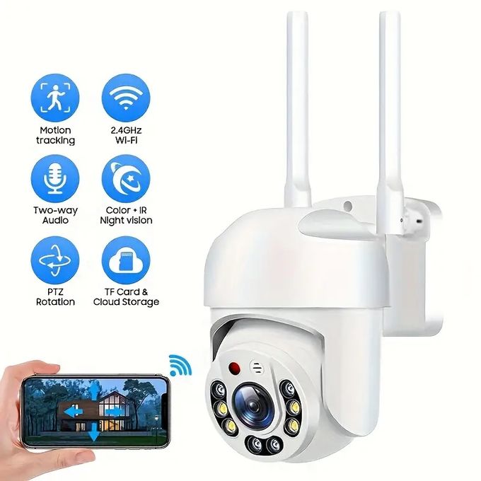 360° IP Camera with WiFi Security, Waterproof Design, PTZ Auto Tracking, and Audio Surveillance