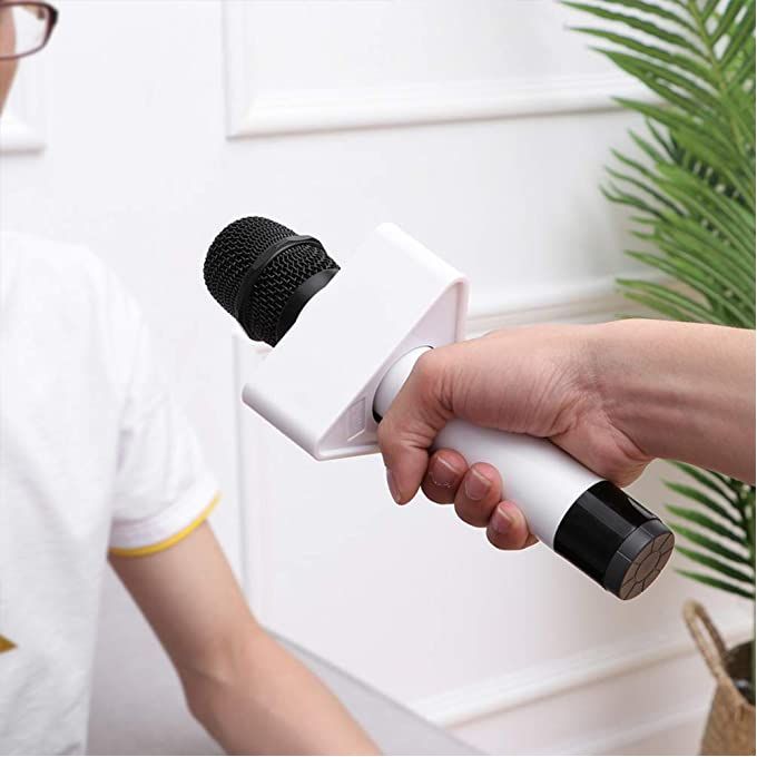 Set of 2 White Triangle-Shaped Microphone Logo Flags for TV Interviews