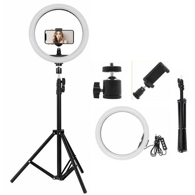 12-Inch LED Ring Light Set with Adjustable Tripod and Phone Holder – Ideal for Content Creators, Vloggers, and Professionals