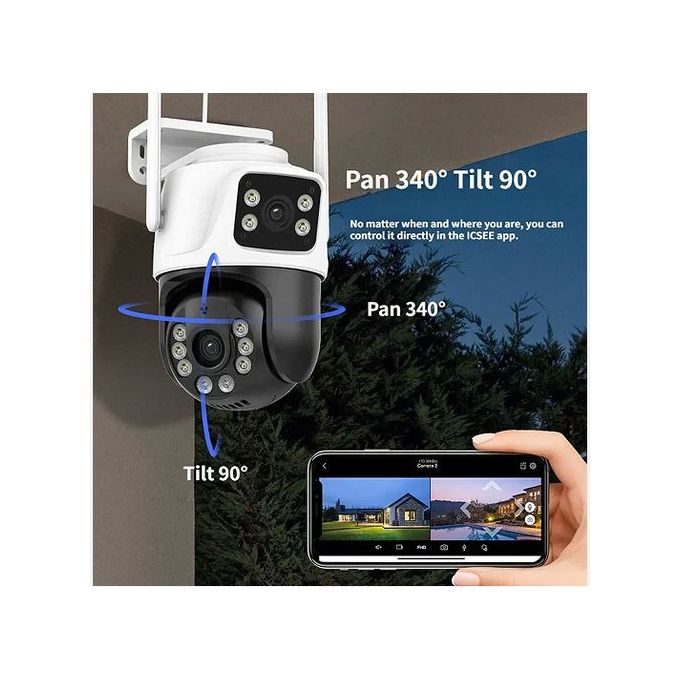 Dual Lens Solar Panel Camera with HD Night Vision and Wide Angle View