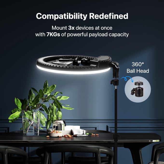 MJ45CM 18-Inch Black RGB LED Ring Light with Tripod Stand, Remote Control, and Phone Holder