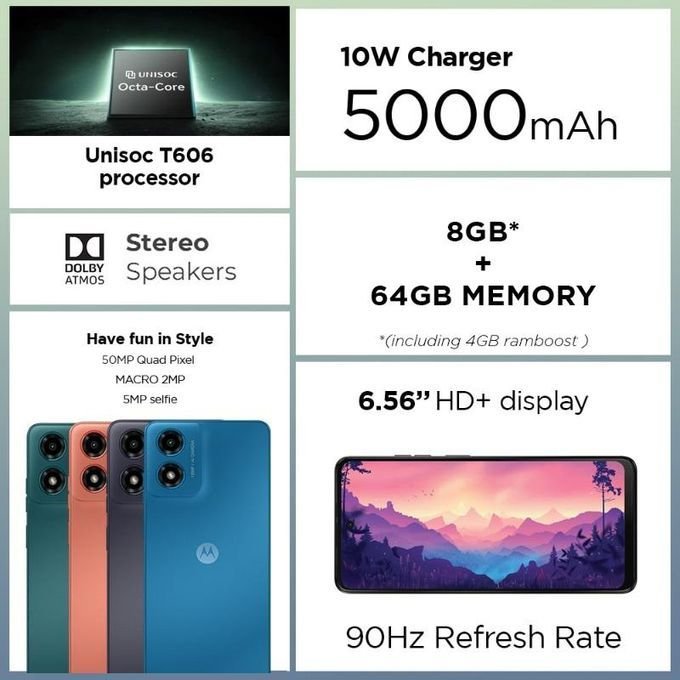 Motorola Moto G04s – 6.6-Inch Display – 64GB Storage – 4GB RAM – 16MP Rear Camera and 5MP Front Camera – 5000mAh Battery – Sea Green in kumasi