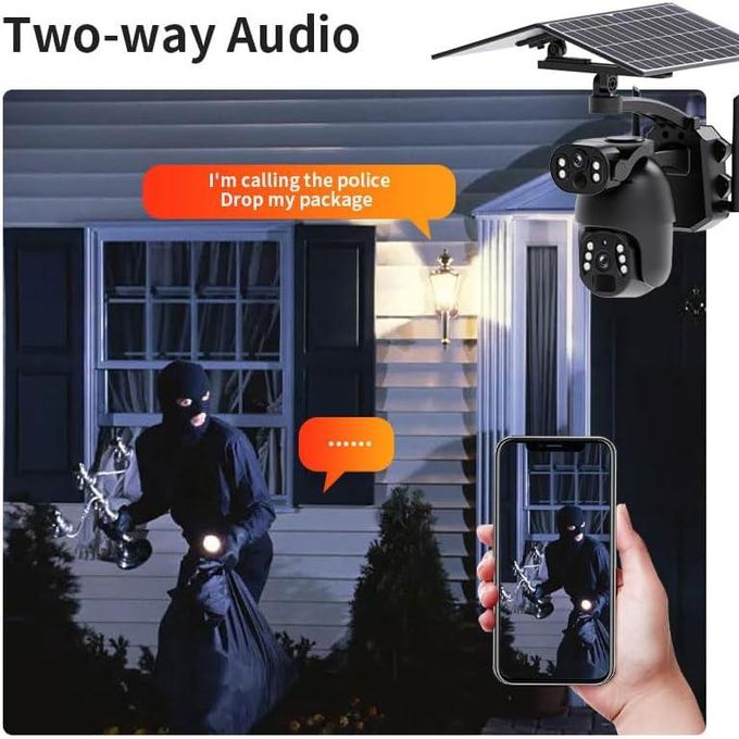 4K Dual Lens 4G Solar-Powered CCTV Camera with 128GB SD Card