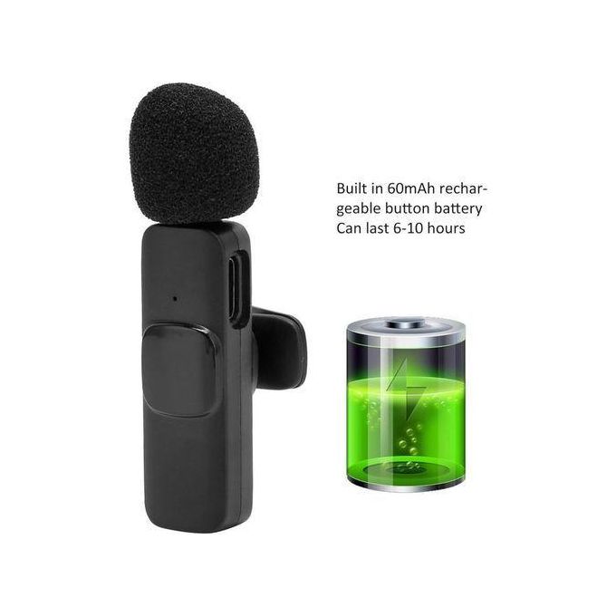 Black USB C Wireless Lavalier Microphone