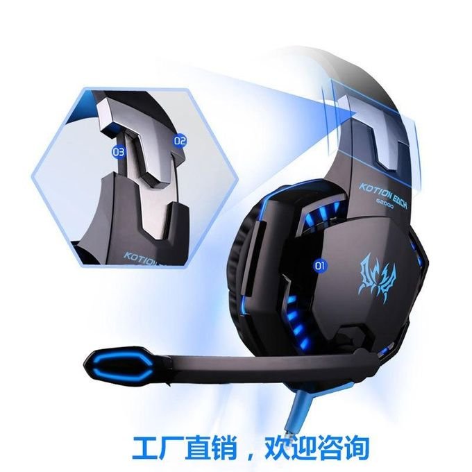 Buy Cross-border Indra G2000 Headphones Gaming Gaming PS4 Computer Subwoofer Luminous Wired Headphones Black Orange + Adapter Cable in Kumasi