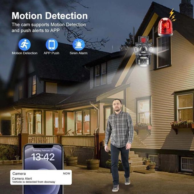 HD WiFi Security Camera with 360-Degree View, 6MP Auto Tracking, Featuring 4 Lenses — product view 5