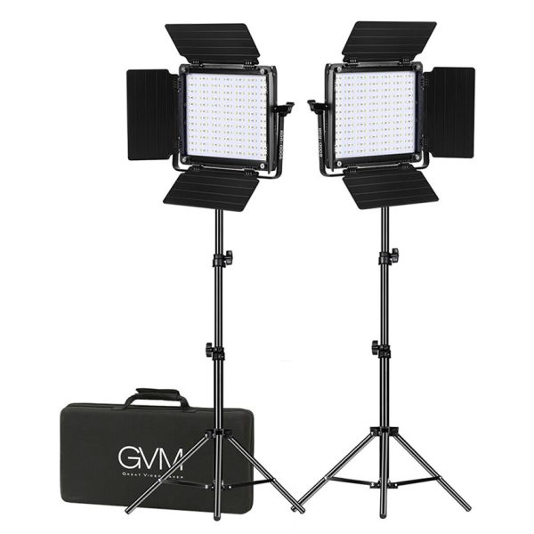 GVM 800D-RGB Studio LED Light Kit – Includes 2 Lights and Stands