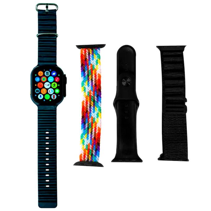 Neo 70 8-in-1 Smart Watch Bundle with Neck Bluetooth Earphones, In-Ear Bluetooth Earphones, and Silicone Case