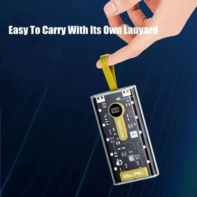 High-Speed Transparent 20000mAh Power Bank with 22.5W Fast Charging
