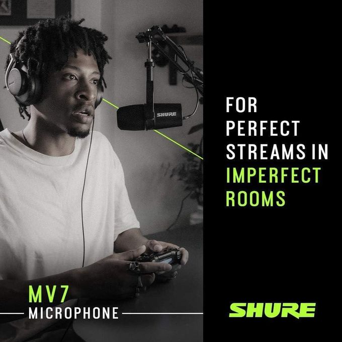 Shure MV7 Professional Dynamic Microphone for Recording, Podcasting, and Songwriting – Black