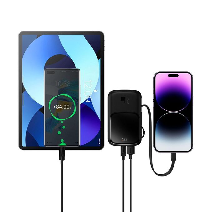 Baseus Qpow Pro 10000mAh Power Bank with Digital Display, 20W Fast Charging, iP Edition – Includes 0.3m Type-C 3A Charging Cable – Black — product view 5