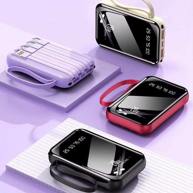 10000mAh Portable Power Bank with Built-in 4 Charging Cables and Flashlight – 2A Fast Charge