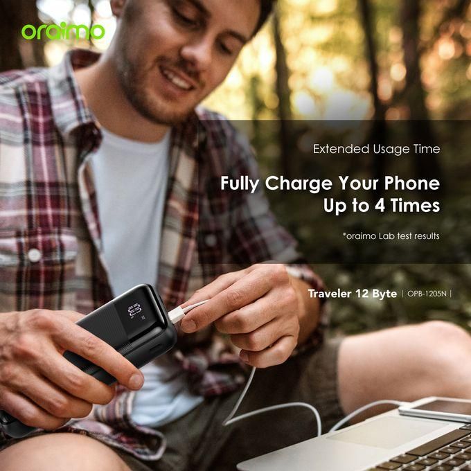 Oraimo Traveler 12 Byte 20000mAh High-Capacity Power Bank with 12W Fast Charging and Large Power Display