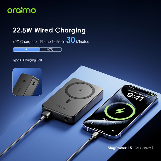 Oraimo MagPower 15 10,000mAh Wireless and Wired Charging Power Bank