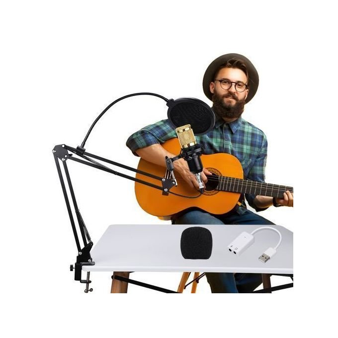 BM800 Professional Studio Condenser Microphone – 3.5mm Wired Microphone for Radio Broadcasting and Vocals with Mic Stand in kumasi — product view 4