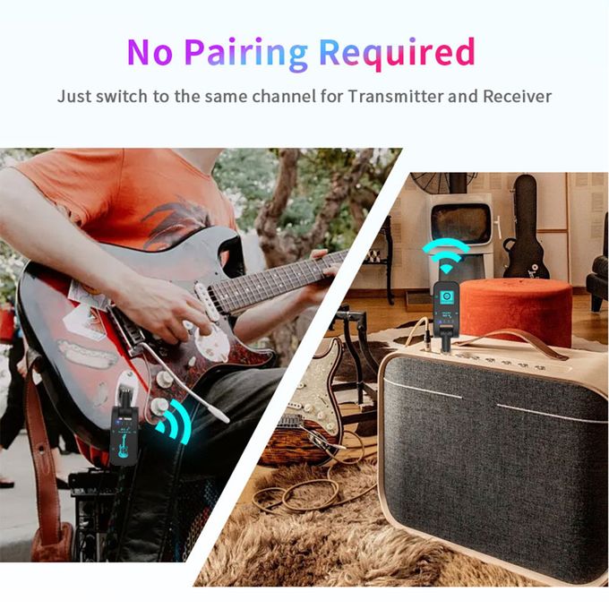 Rechargeable Wireless Guitar Transmitter and Receiver Set – 2.4G