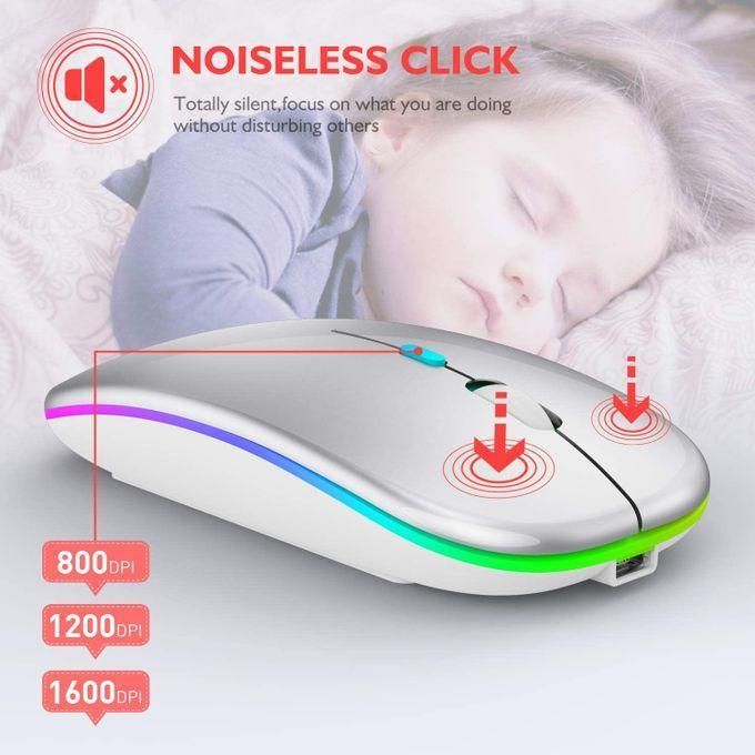 ZG Slim Rechargeable Wireless Mouse – 2.4G Bluetooth Dual Mode in Silver
