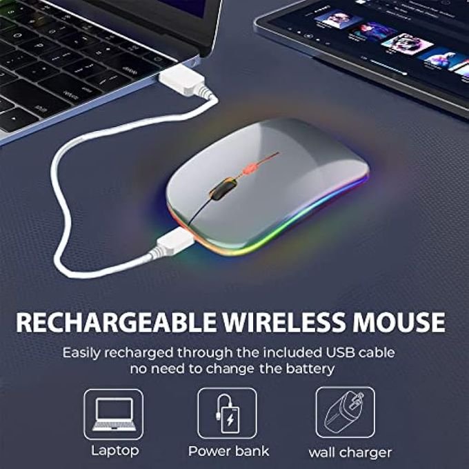 Grey Ultra-Slim Rechargeable Wireless Mouse – 2.4GHz in kumasi