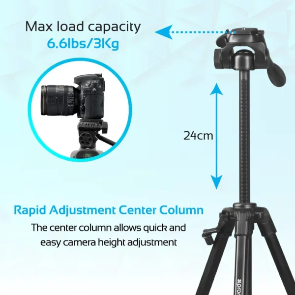 Promate 3-Section Aluminum Alloy Tripod with Quick-Release Plate