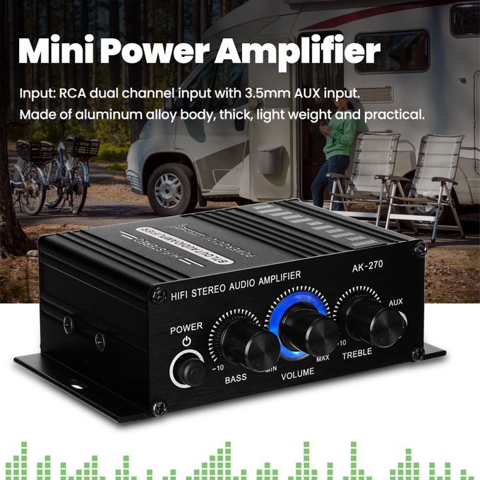 AK270 Portable 2-Channel Stereo Mini Audio Amplifier