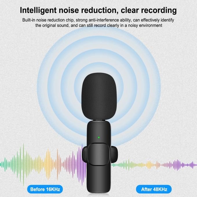 Compact Wireless Lavalier Microphone for Live Use with iPhone