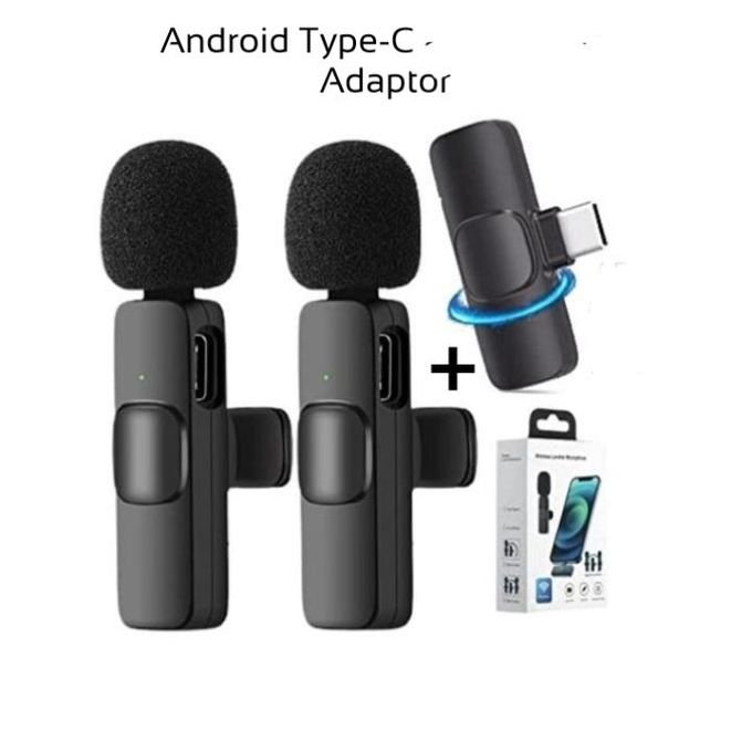 K9 Dual Wireless Lavalier Microphone for Android Type C - Black