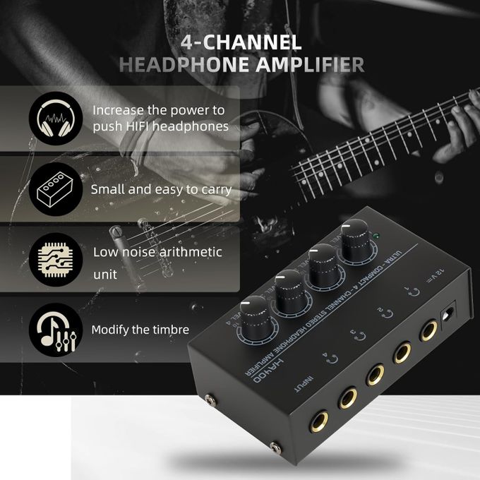 MICROAMP HA400 Ultra-Compact 4-Channel Stereo Headphone Splitter Amplifier — product view 4