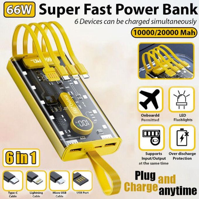 MaxVolt Clear Power Bank – 20,000mAh with Intelligent Charging Technology