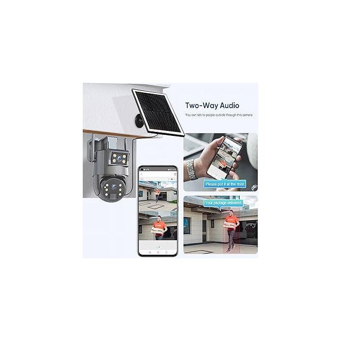 Ubox Black Dual Lens Solar Camera with Rechargeable 4G SIM Card