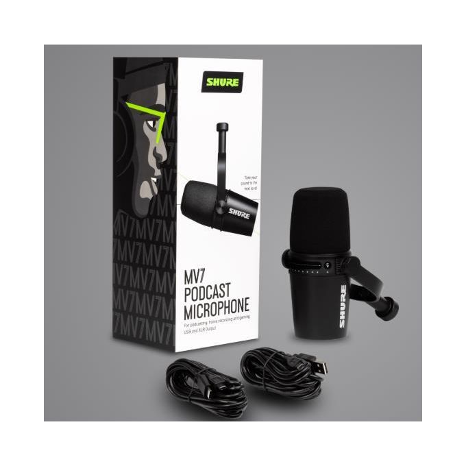 Shure MV7 USB/XLR Microphone for Live Streaming and Recording – Black