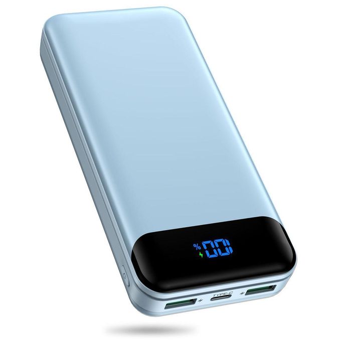 4-in-1 Ultra-Slim 20000mAh (74Wh) Portable Power Bank Featuring Integrated USB, Type-C, Micro-USB, and Lightning Cables, Dual Input (Micro USB & Type-C), LED Display, and Fast...