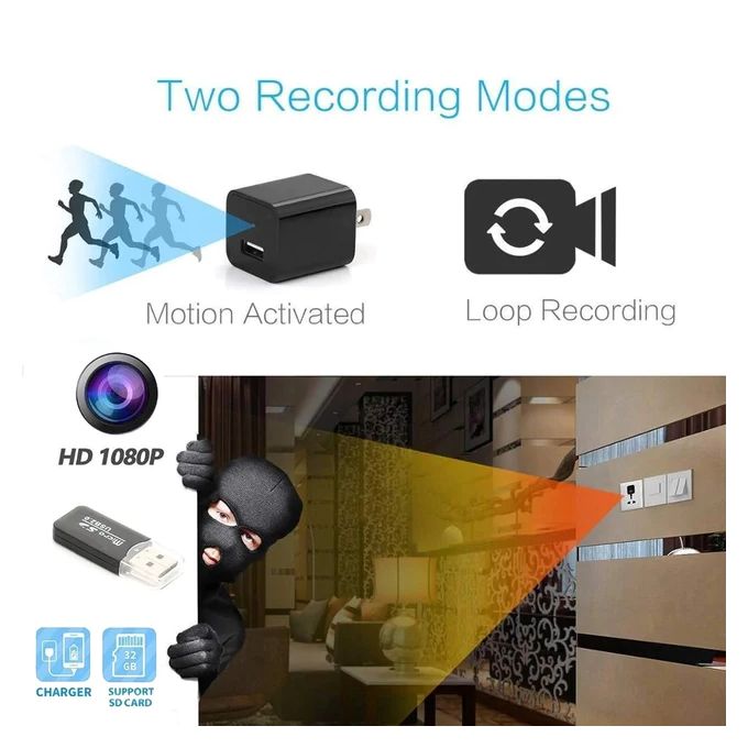 Wi-Fi Hidden Camera Charger Socket – Black — product view 2