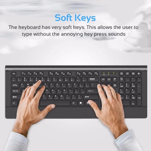 Sleek Wireless Full-Size Multimedia Keyboard and Mouse Set