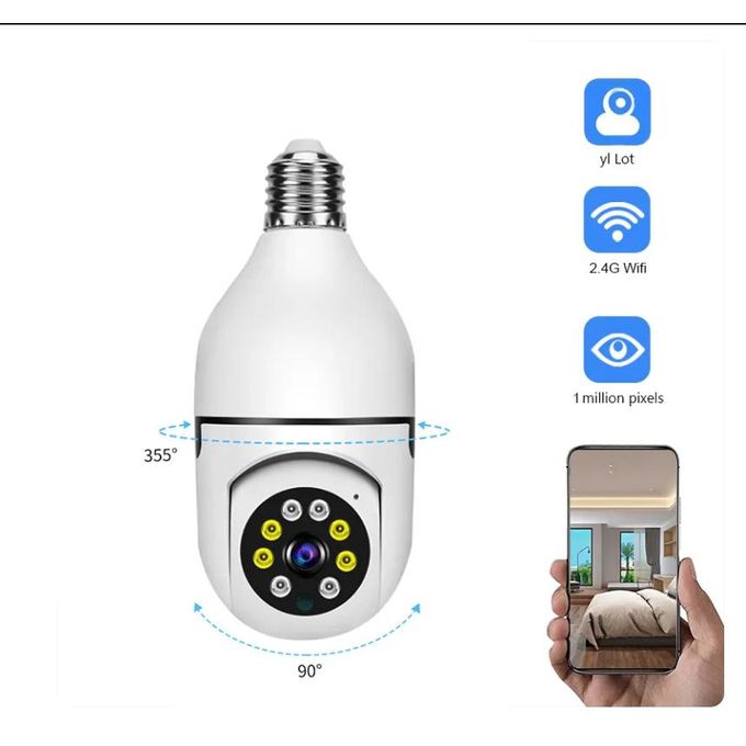 E27 Bulb Security Camera - HD Home Surveillance with WiFi and Full Color Night Vision