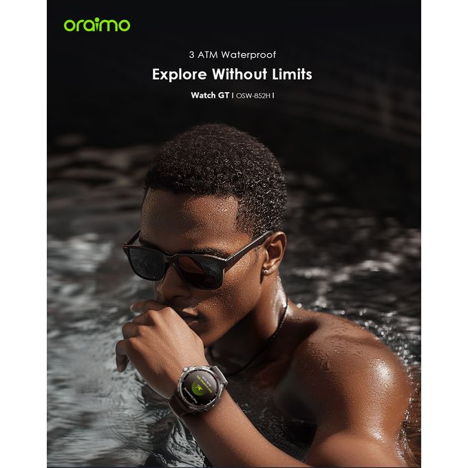 Oraimo GT Smart Watch 1.43″ AMOLED Display, 3ATM Waterproof, GPS with 2 Interchangeable Straps