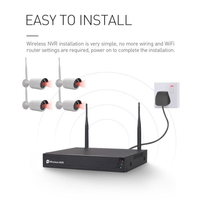 Wireless 8-Channel Home Security CCTV Camera System – White/Black