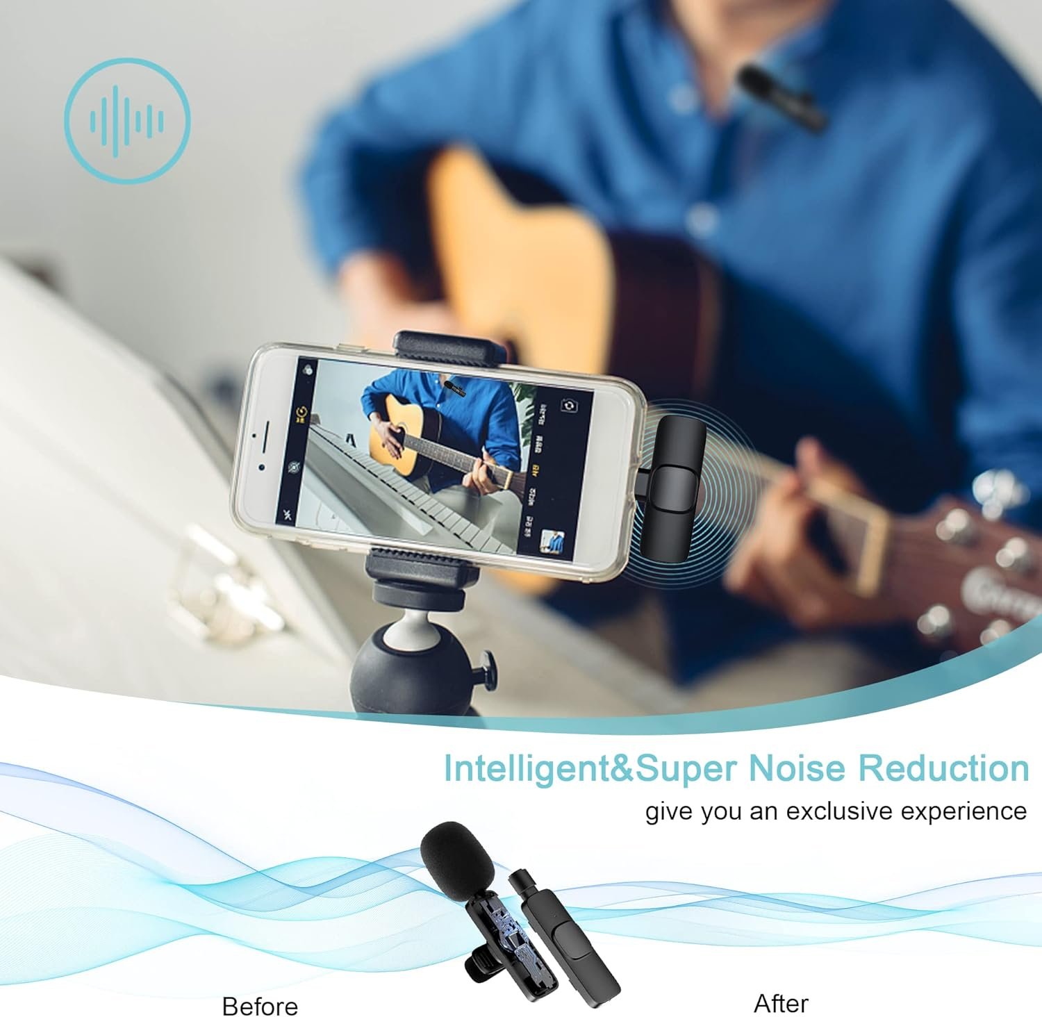 Buy Wireless Lavalier Microphone – Wireless Microphones Compatible with iPhone iPad, Plug-Play Wireless Mic for Recording, YouTube, TikTok, Facebook Live Stream, Noise Reduction Auto-Sync in Kumasi