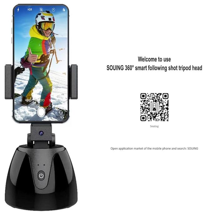 360° Rotating Selfie Stick with Automatic Face and Object Tracking – Black
