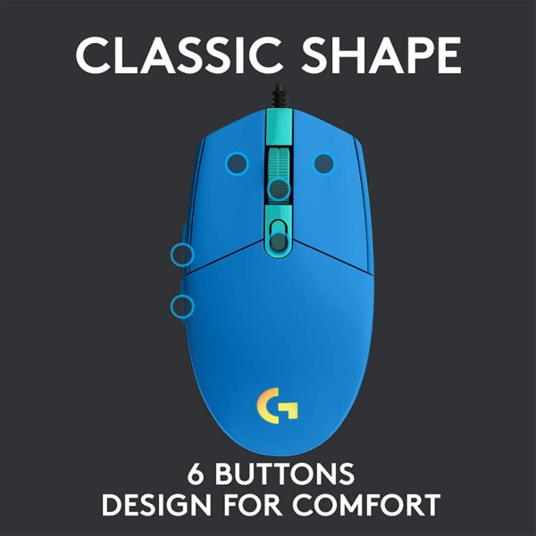 Logitech G203 Lightsync Gaming Mouse” can be rephrased as “Logitech G203 Gaming Mouse with Lightsync Technology