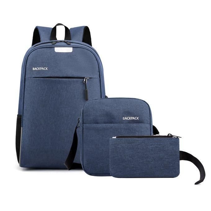 Backpack 3 In 1 Multi Functional School Laptop Bag With USB Slot - Blue