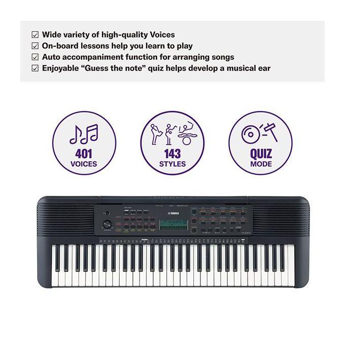 Yamaha PSR-E273Y Digital Keyboard with Adapter – Black