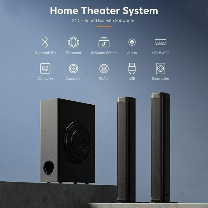 9500W High-Bass Professional Wireless Soundbar Subwoofer – Black (German Standard) in kumasi