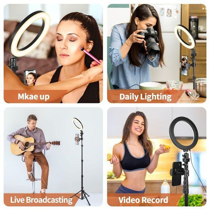 12-Inch LED Ring Light Set with Adjustable Tripod and Phone Holder – Ideal for Content Creators, Vloggers, and Professionals