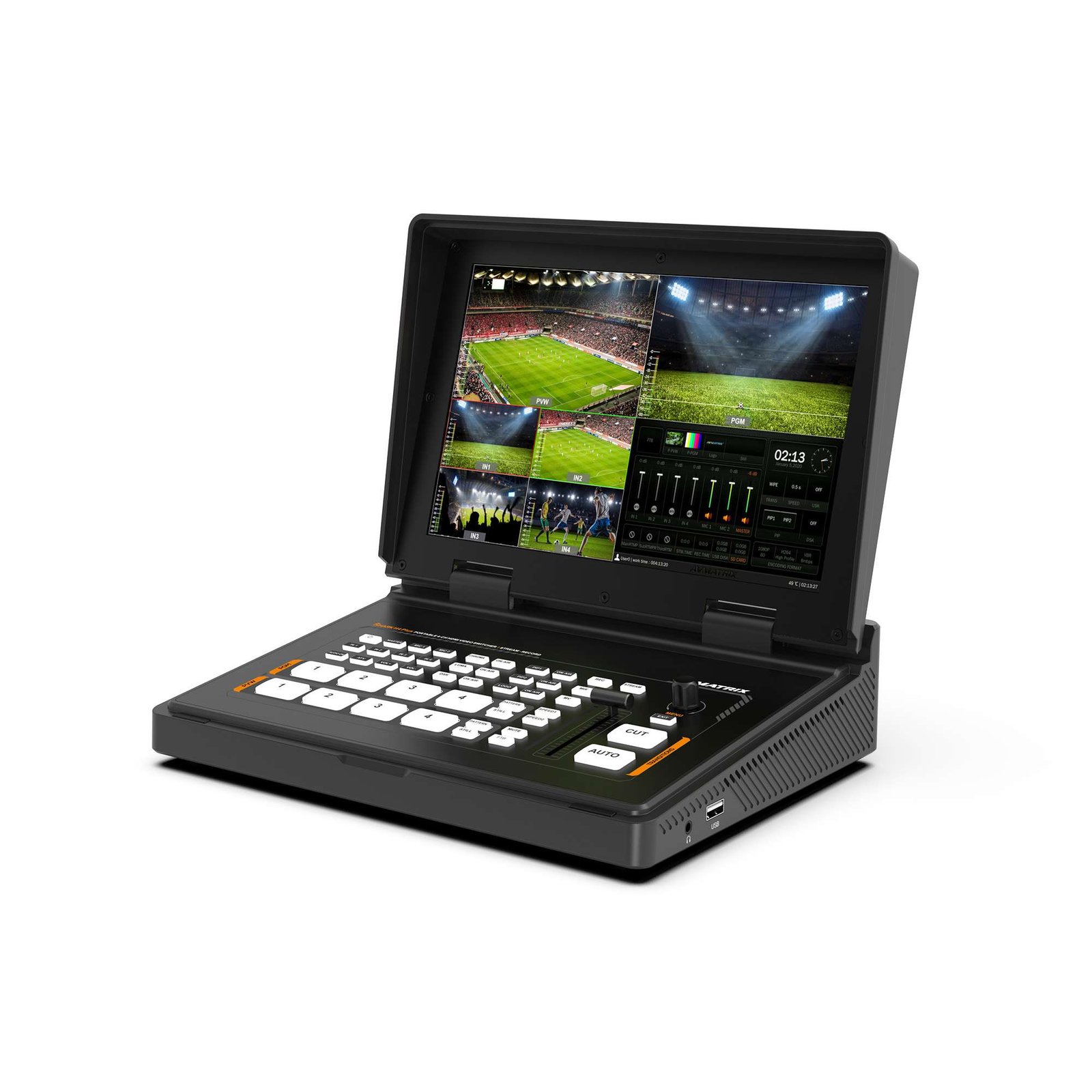 AVMATRIX Shark H4 PLUS 4-Channel HDMI Video Switcher Featuring a 10.1-Inch IPS Display
